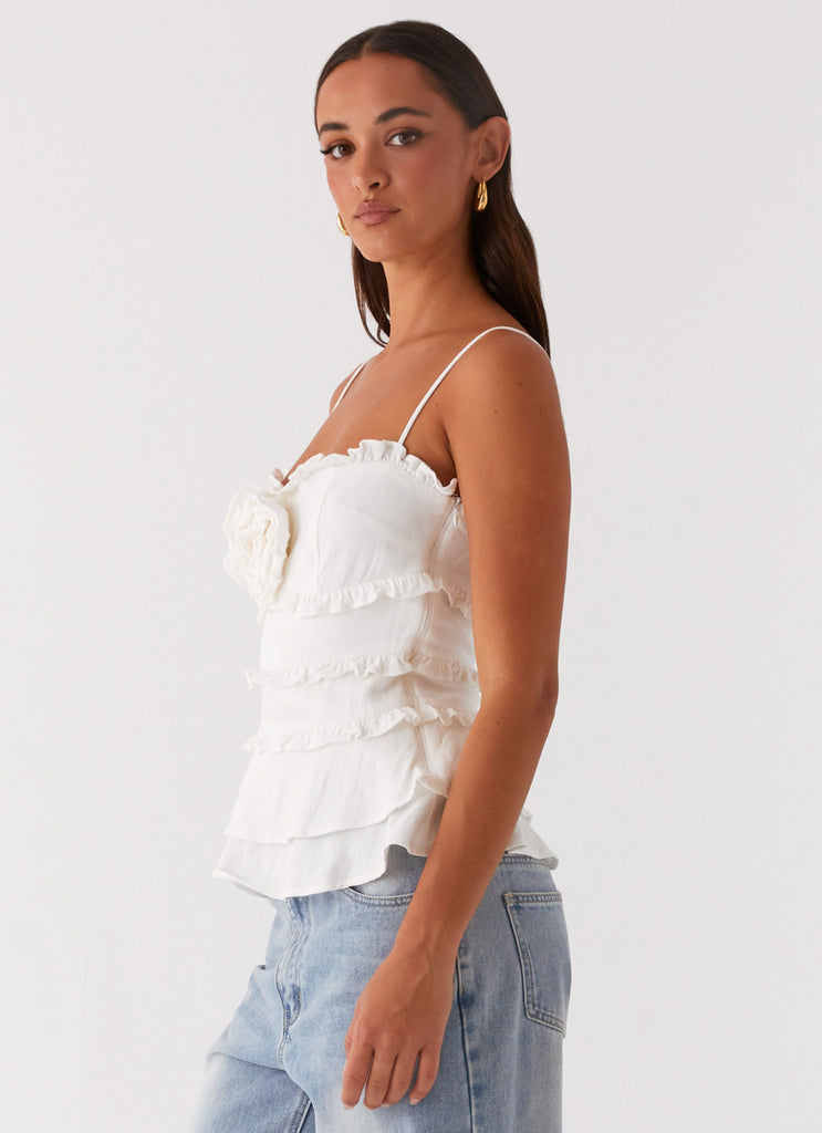 Wilde Linen Rose Top - White