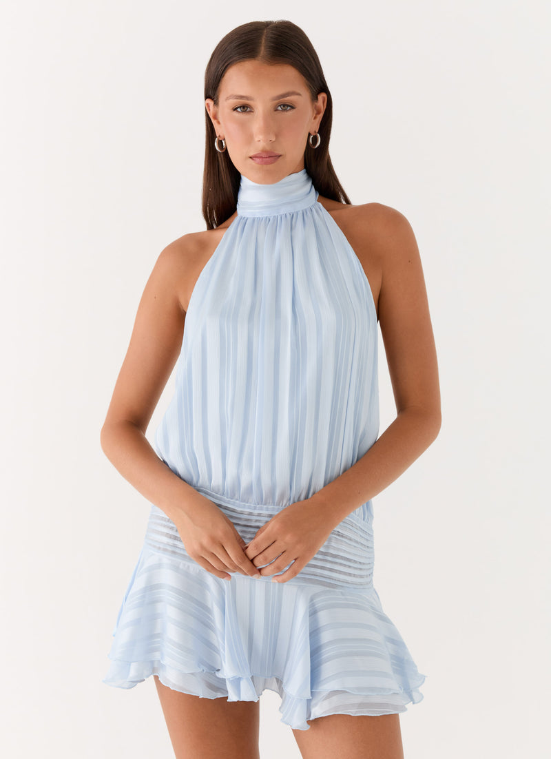 Willow Chiffon Mini Dress - Blue