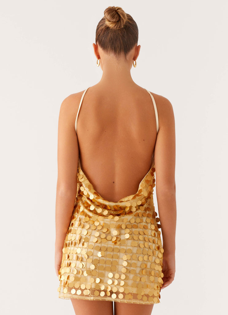 elazar mini dress gold shimmer Elainy Sequin Lace Dress Retrofete