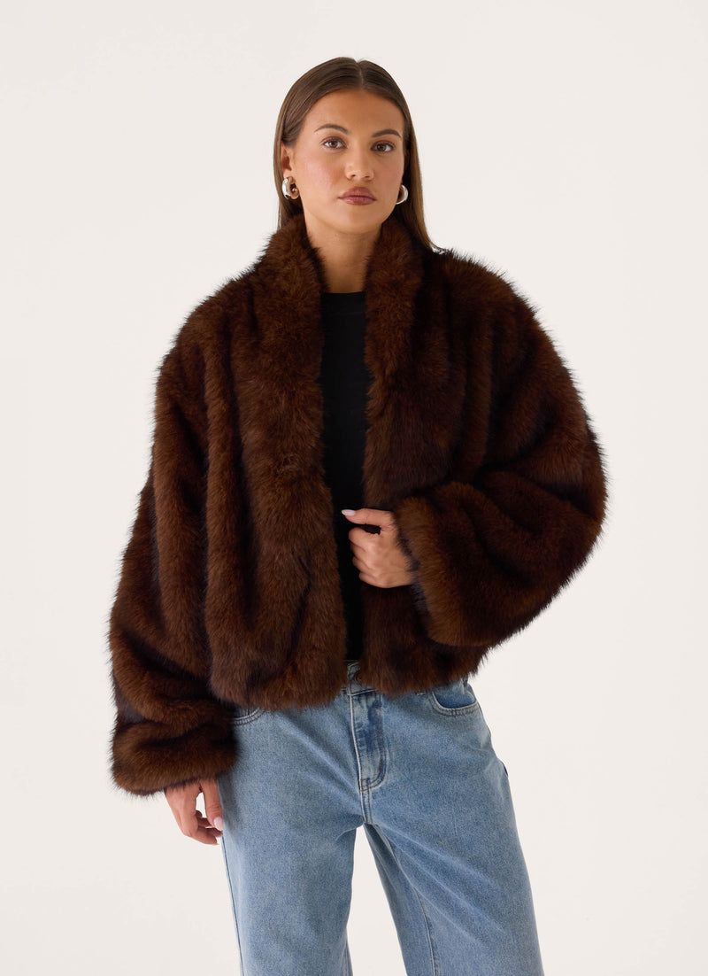 Xavier Faux Fur Jacket - Smokey Fox