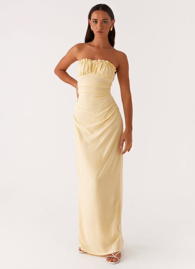 Xena Gathered Maxi Dress - Yellow