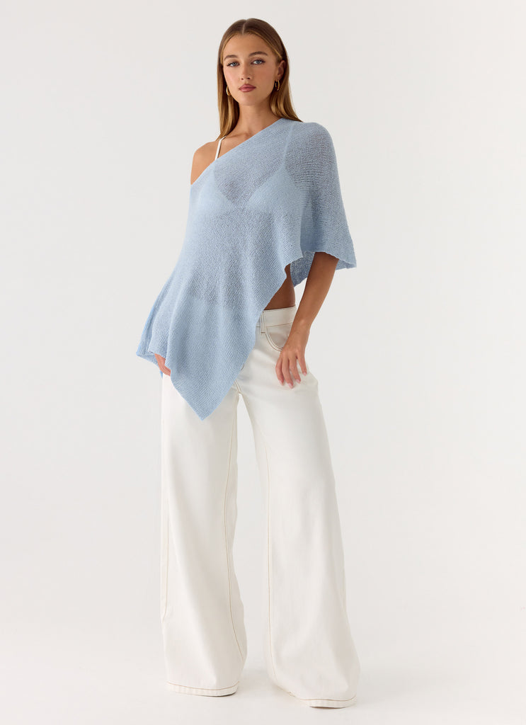 Yas Knit Cape - Blue