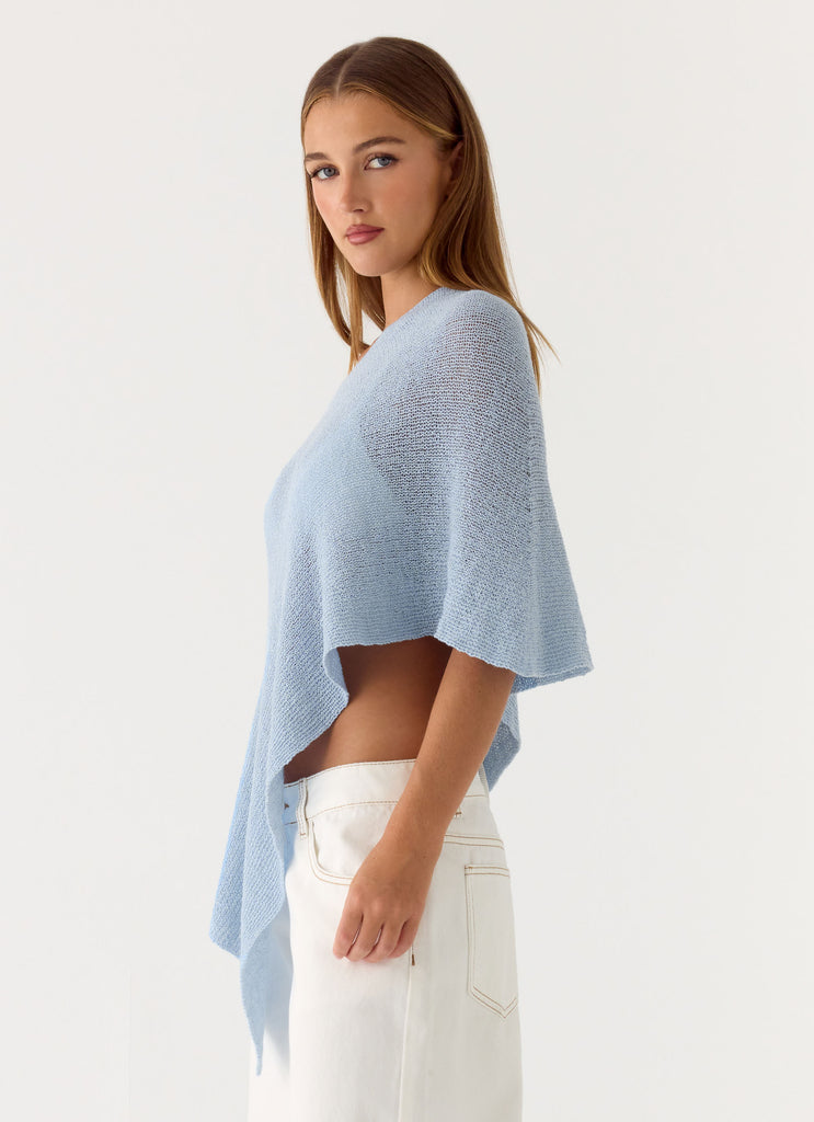 Yas Knit Cape - Blue