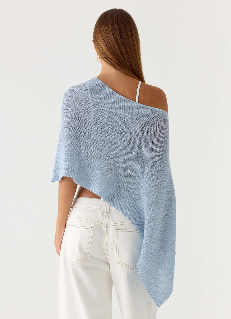 Yas Knit Cape - Blue
