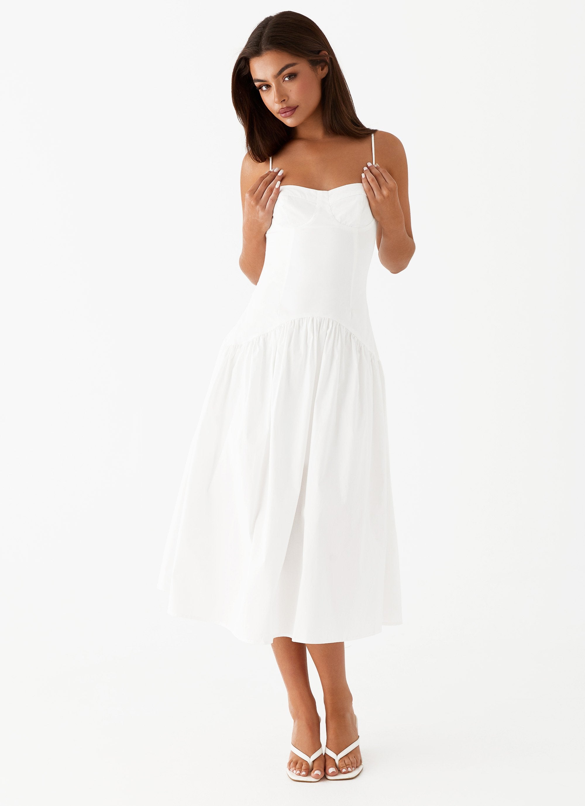Corset Style Black & White Tie Dye Midi Dress main image 0