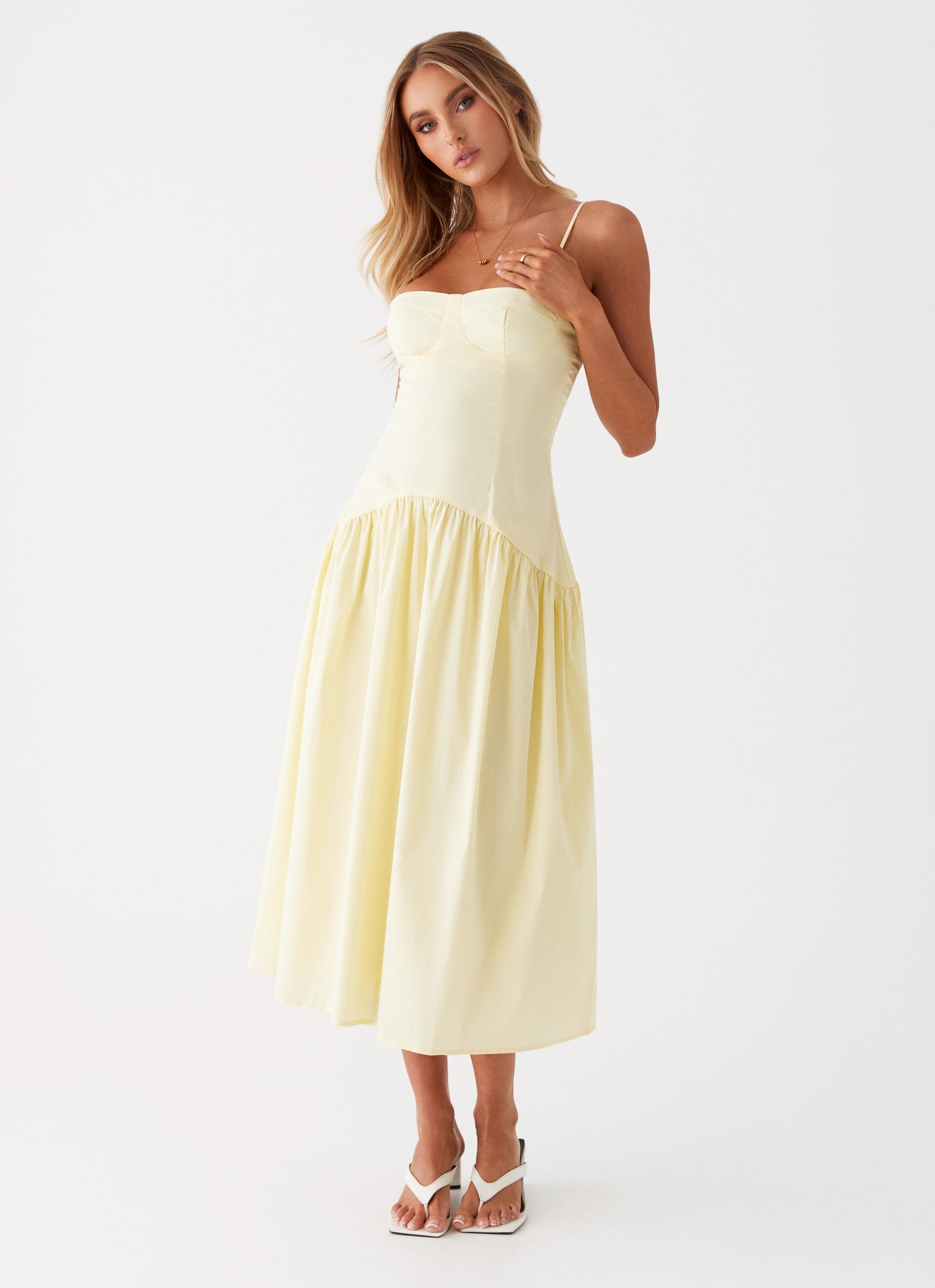Yvette Corset Midi Dress Yellow Peppermayo