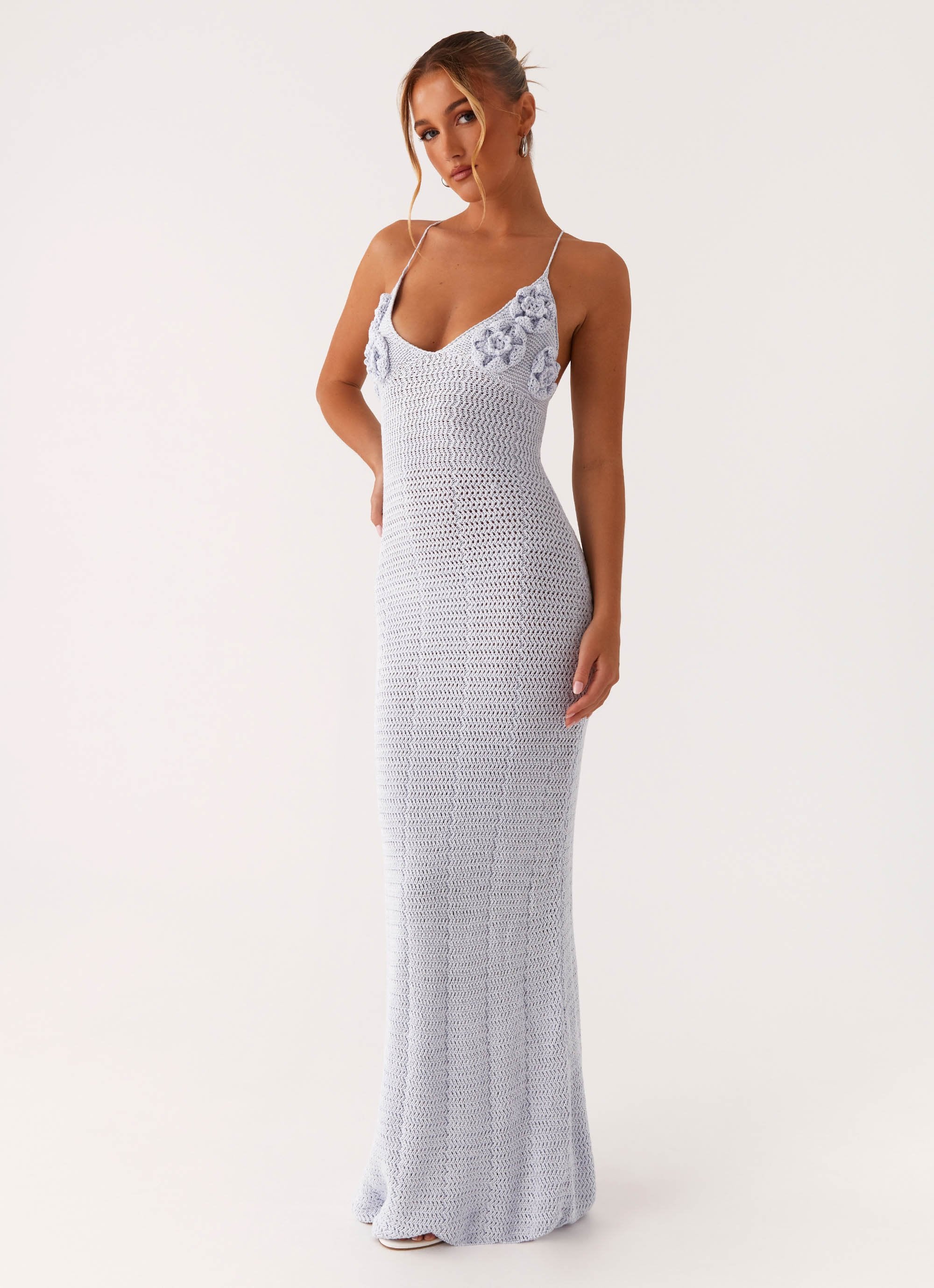 Zara Rose Crochet Maxi Dress Blue – Peppermayo - Main Image