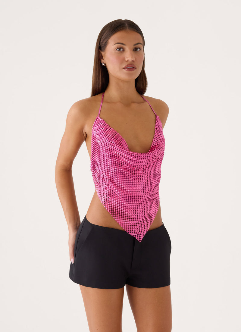 Zia Chainmail Top - Pink