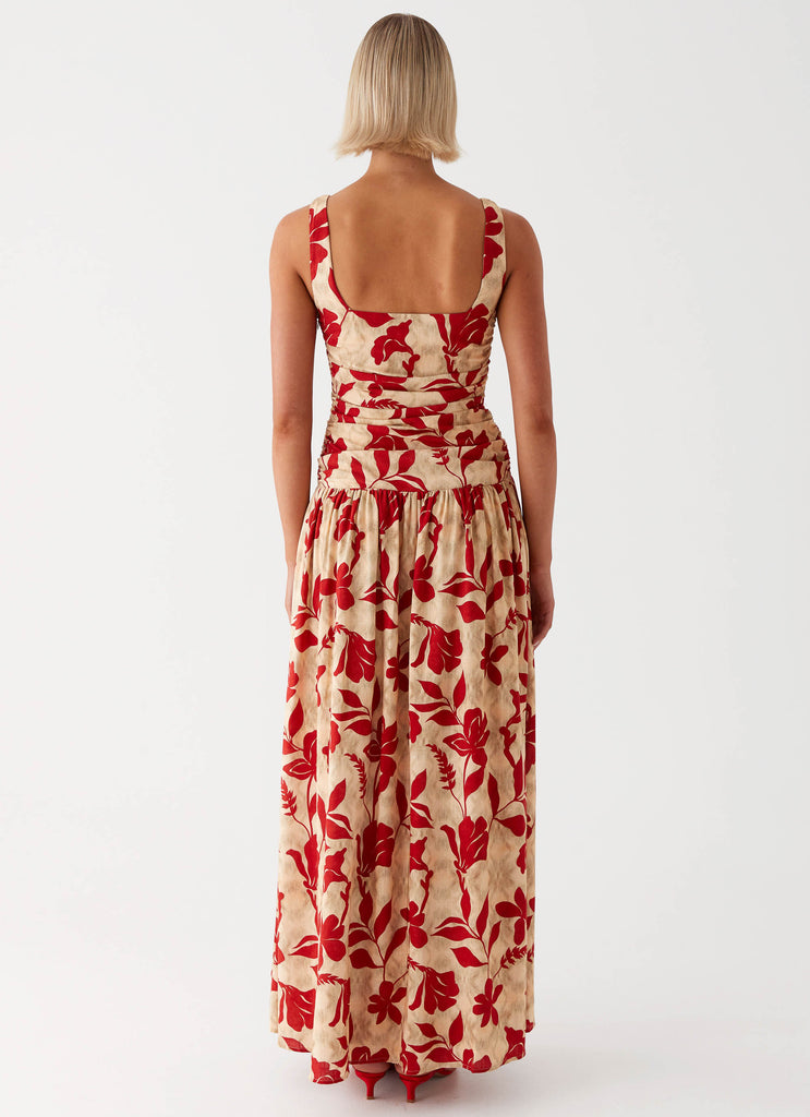 Zinna Linen Maxi Dress - Red