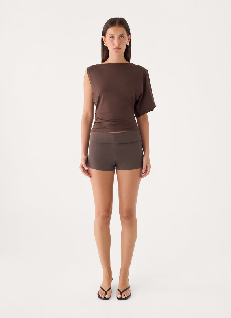Zoee Asymmetrical Top - Chocolate