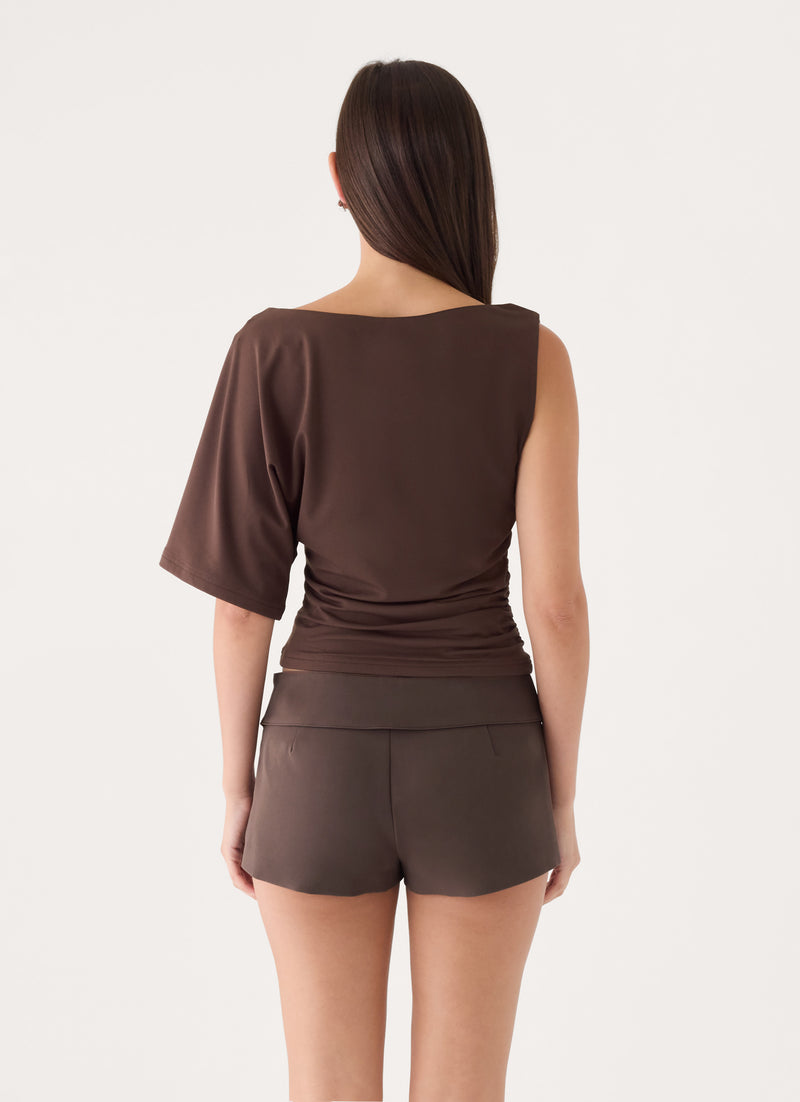 Zoee Asymmetrical Top - Chocolate