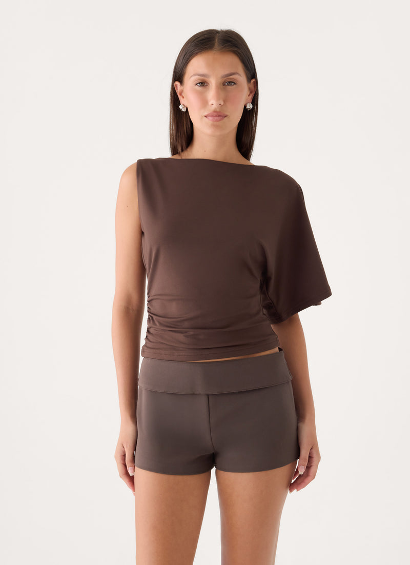 Zoee Asymmetrical Top - Chocolate