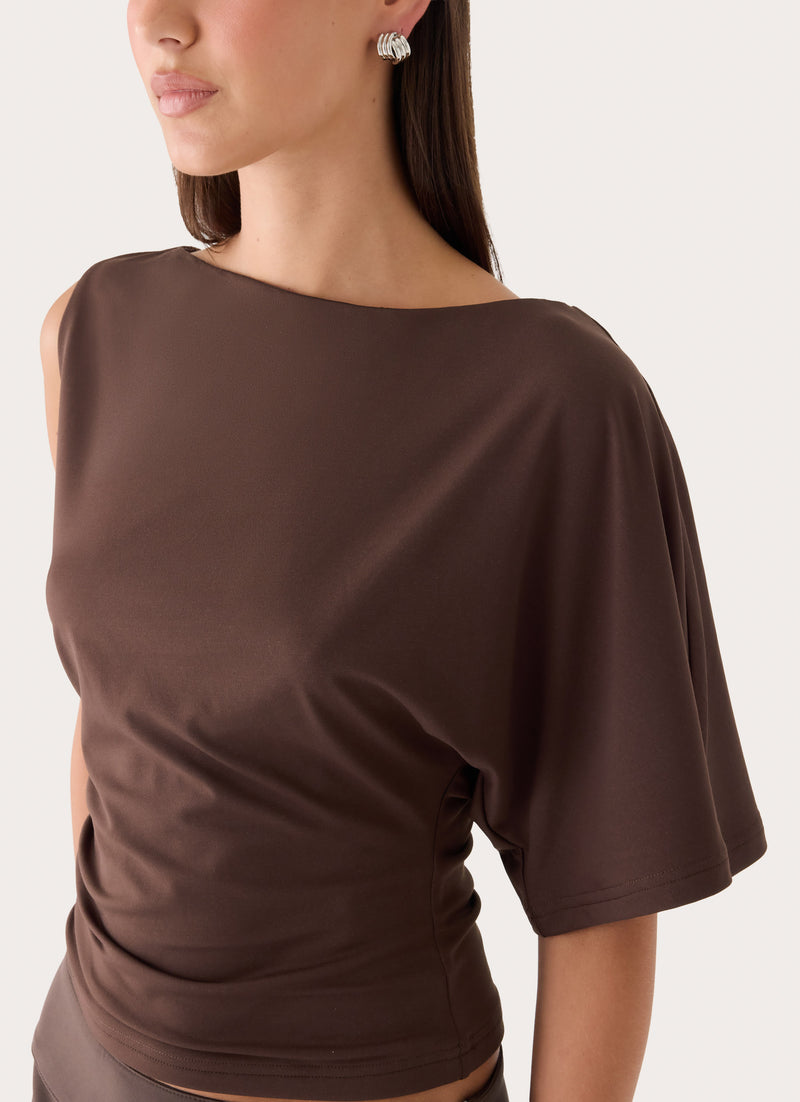 Zoee Asymmetrical Top - Chocolate