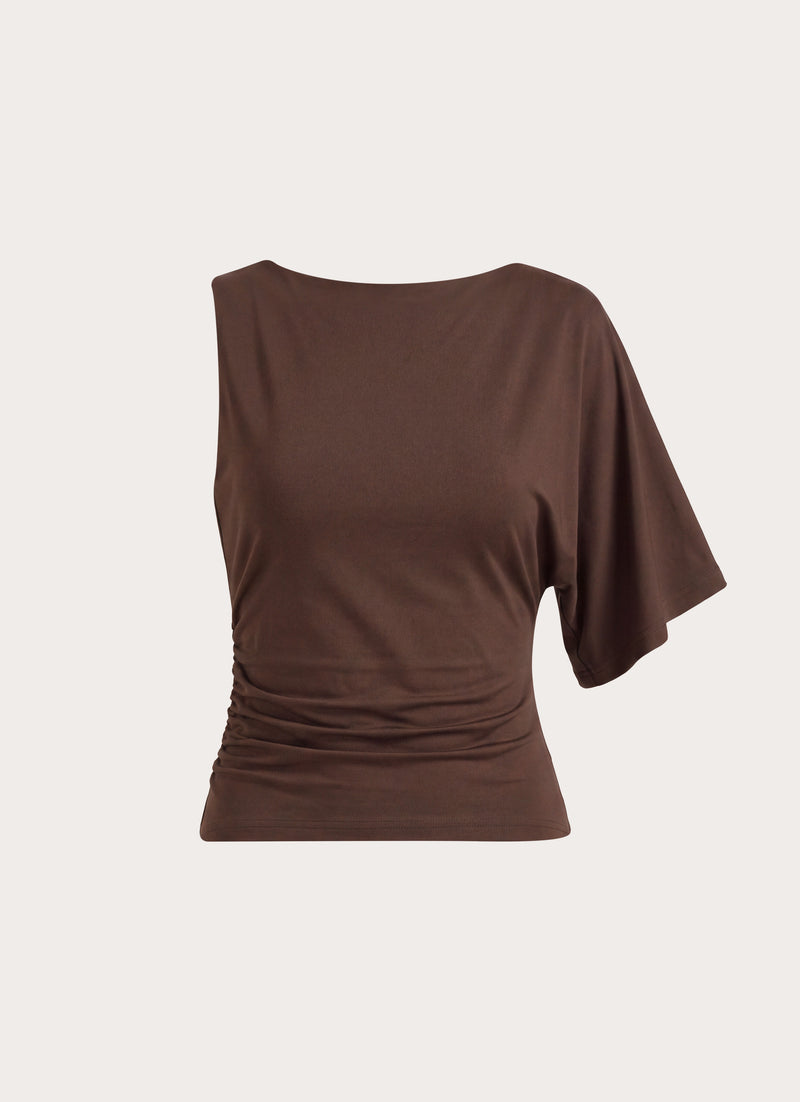 Zoee Asymmetrical Top - Chocolate