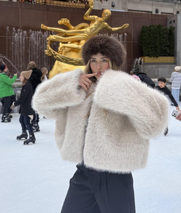 Moonscapes Faux Fur Jacket - Ivory