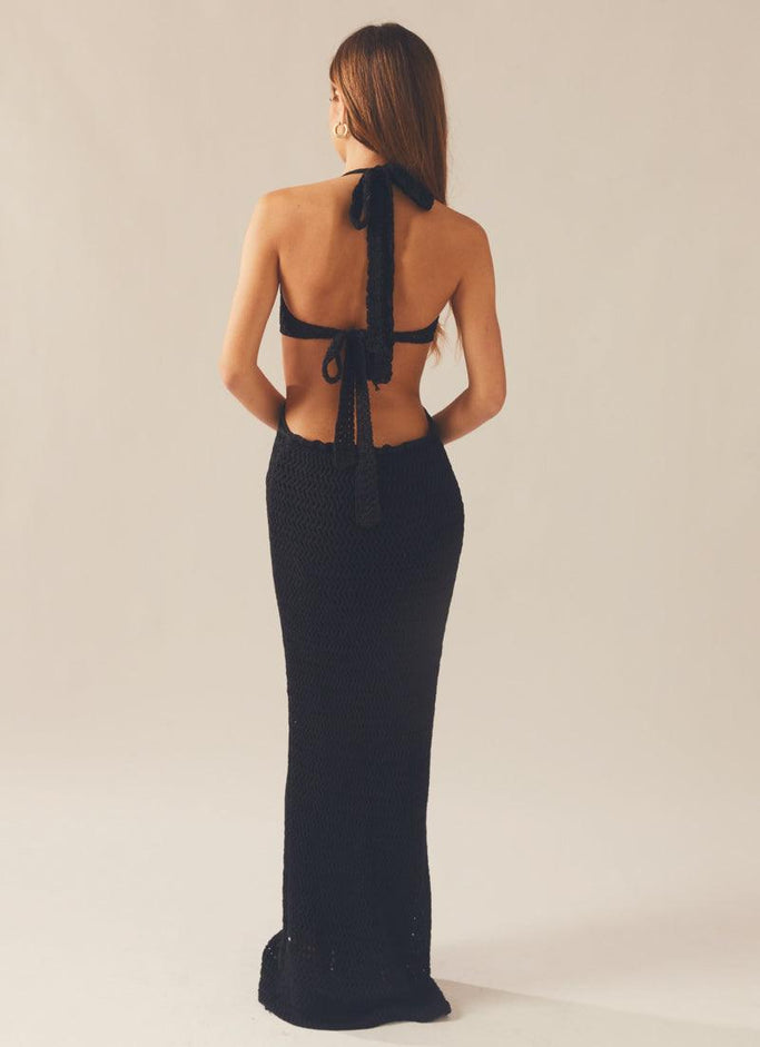 Havana Crochet Maxi Dress - Black
