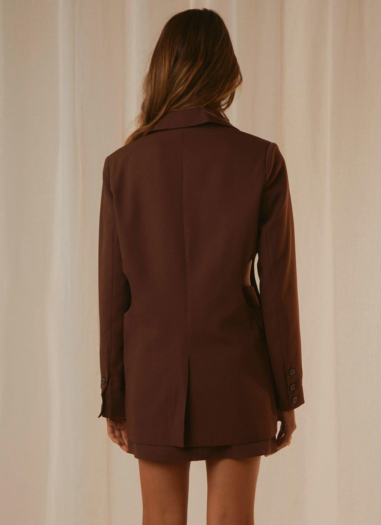 Fashion Confidential Cut Out Blazer - Chocolate - Peppermayo