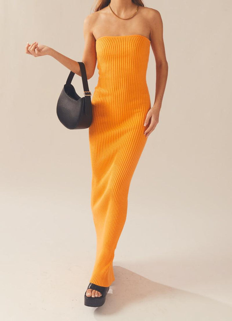 Amber Knit Dress - Orange - Peppermayo