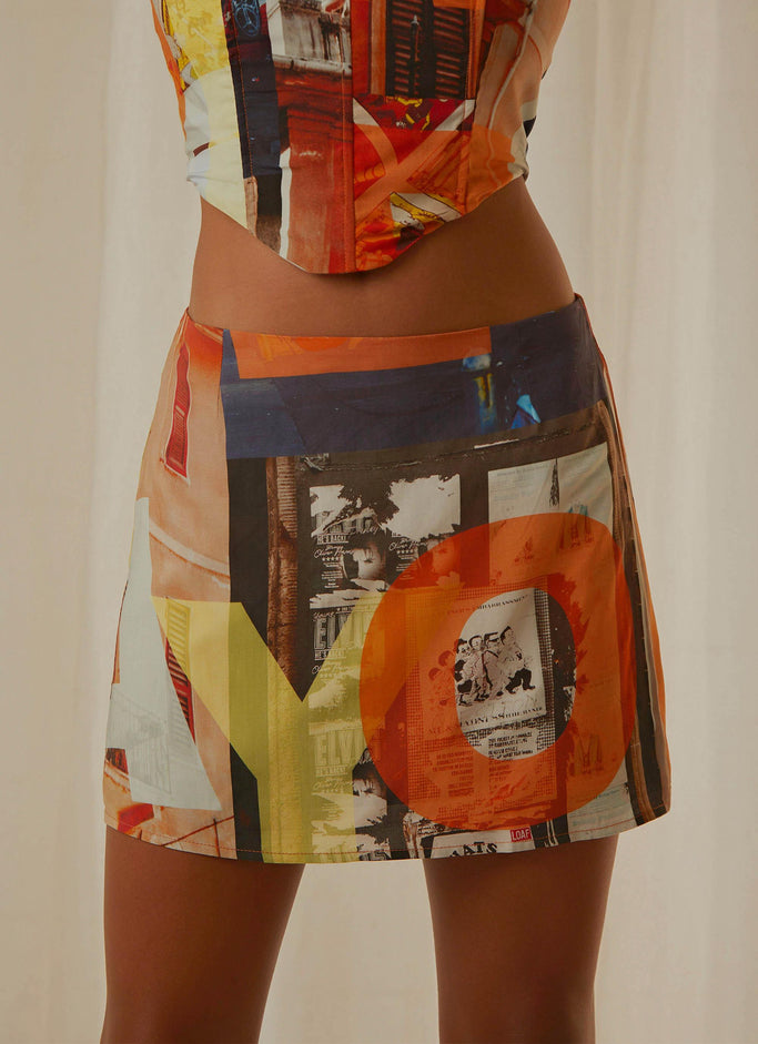 Strolling Sunset Mini Skirt - PM Film Graphic