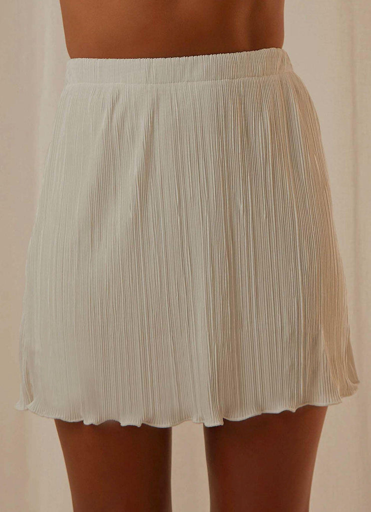 Waves of Light Mini Skirt - Ivory - Peppermayo