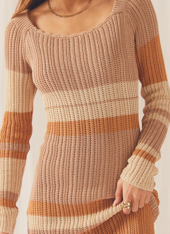 Love Ride Crochet Maxi Dress - Natural Stripe