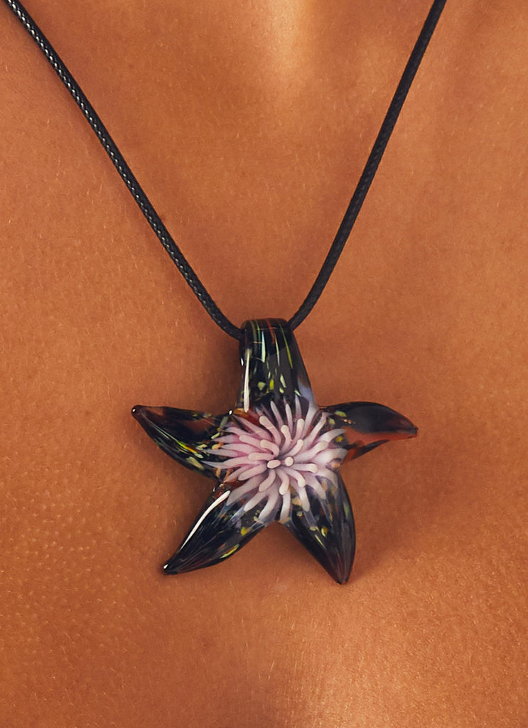 Stargazing Glass Necklace - Black Violet - Peppermayo