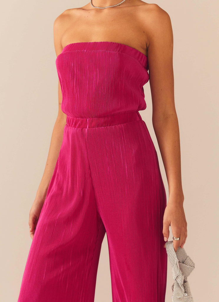 Doing The Most Plisse Jumpsuit - Magenta - Peppermayo