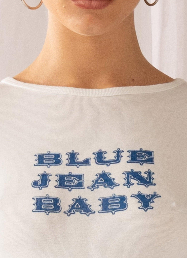 Blue Jean Tight Rib Tee - White - Peppermayo