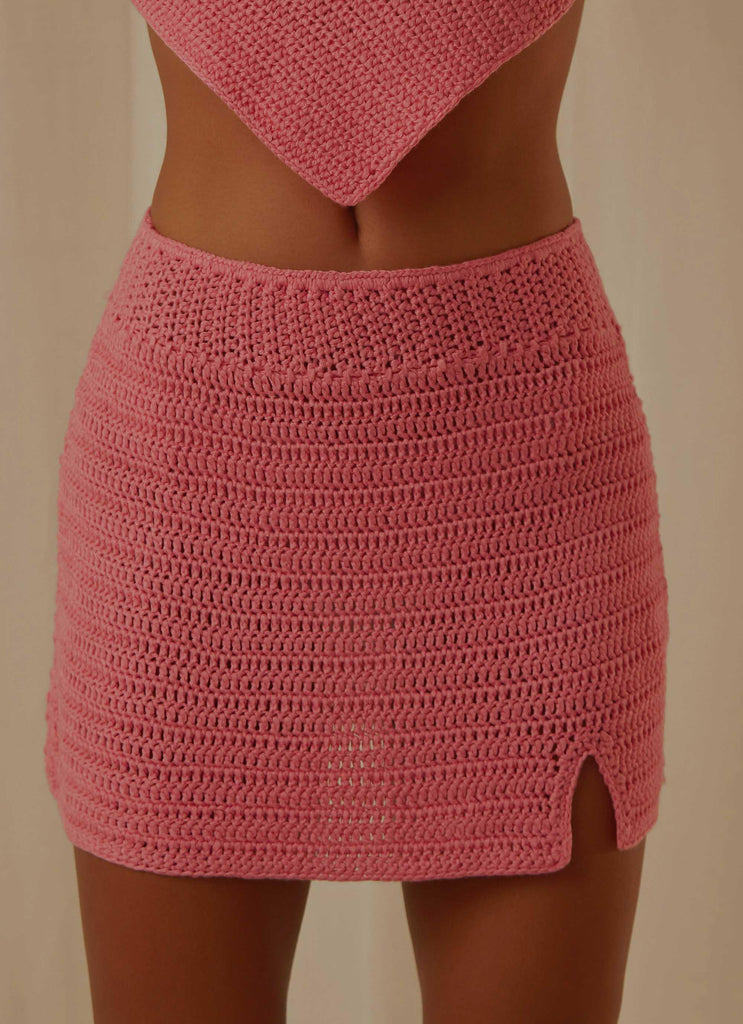 Island Sun Crochet Mini Skirt - Pink - Peppermayo