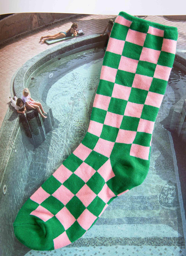 On Record Socks - Green Pink Print - Peppermayo