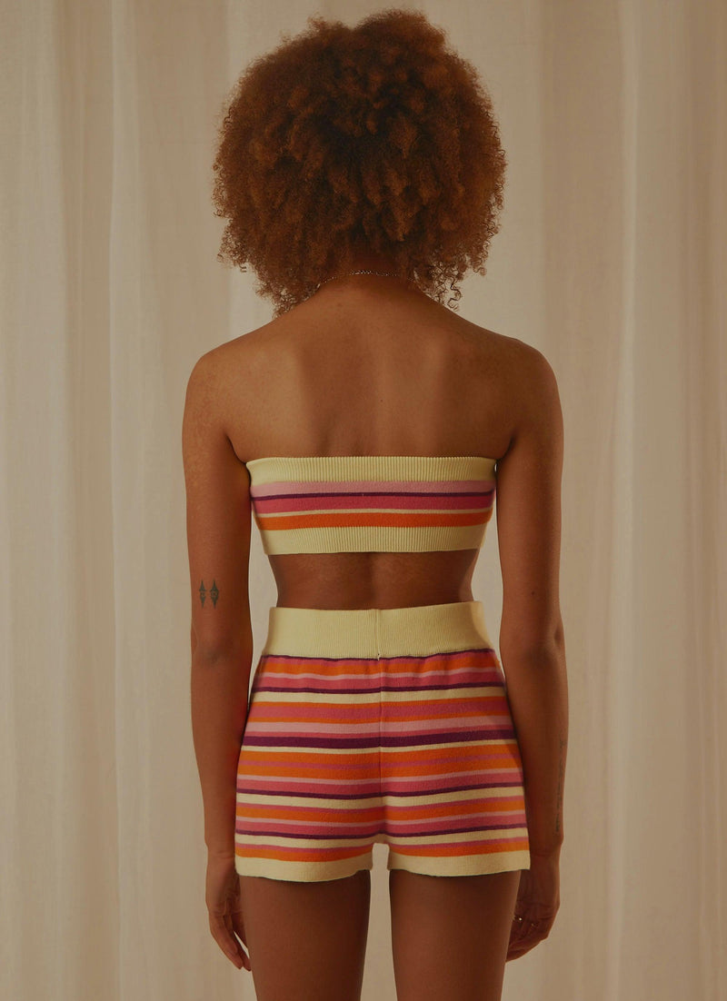 Sweet Talker Knit Crop Top - Pink Multi Stripe - Peppermayo