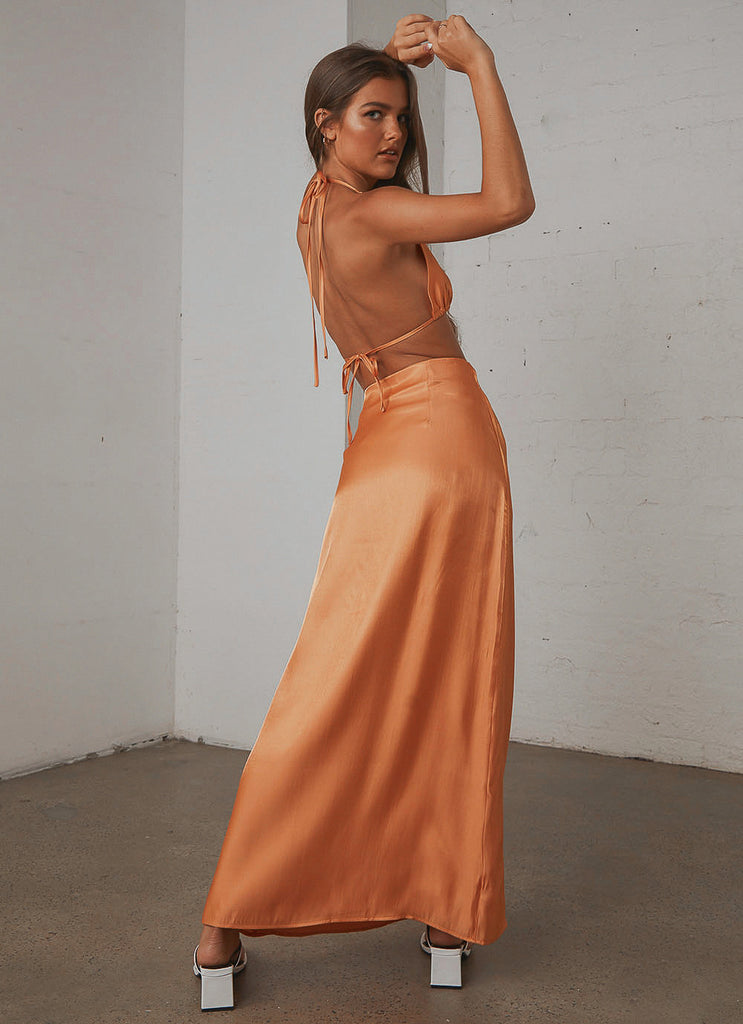 Long Nights Midi Skirt - Orange Shimmer