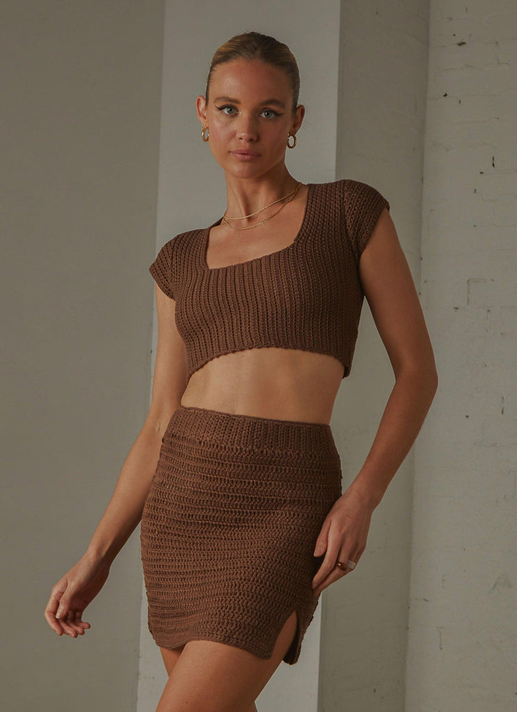 Summer Style Crochet skirt - Choc Brown - Peppermayo