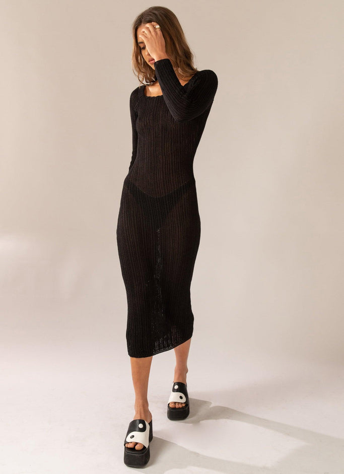 Love Ride Crochet Maxi Dress - Black