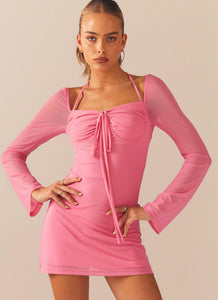 Make A Move Mesh Mini Dress - Amplify Pink - Peppermayo