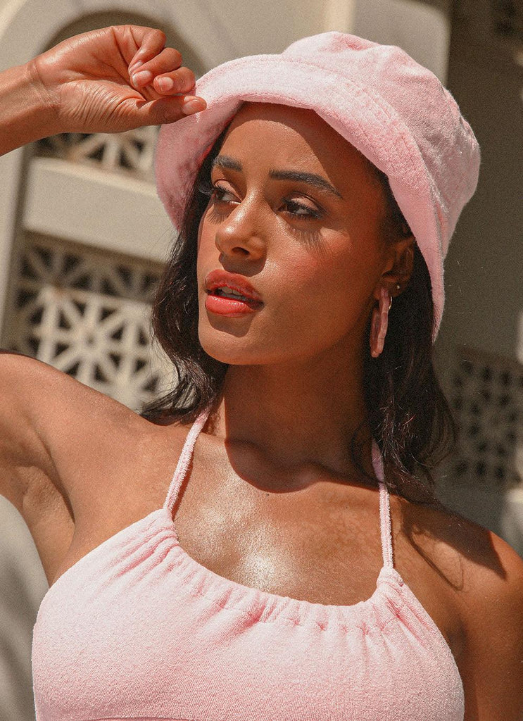 Holiday Terry Bucket Hat - Pink - Peppermayo