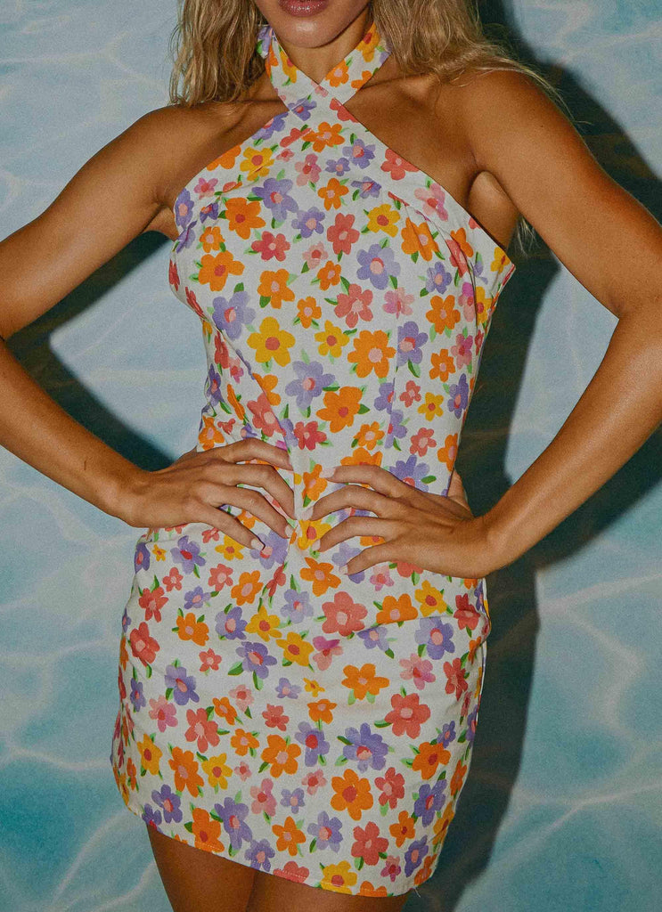 Kaylani Linen Mini Dress - Blooming - Peppermayo