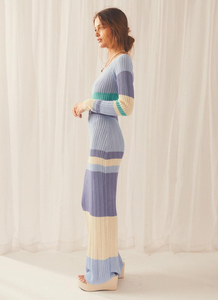 Love Ride Crochet Maxi Dress - Ocean Stripe - Peppermayo