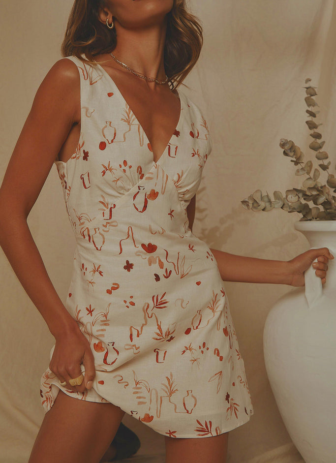 Audrey Vintage Slip Linen Dress - Safari