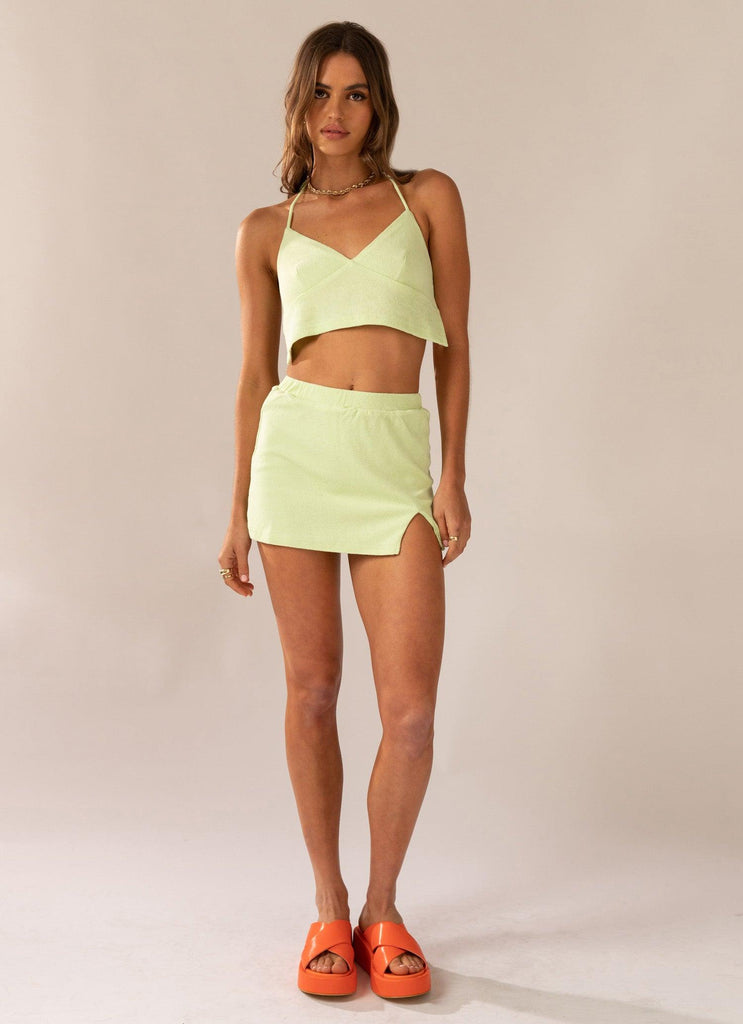 Changing Seasons Terry Mini Skirt - Lime Green - Peppermayo