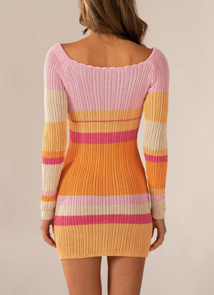 Love Bird Crochet Mini Dress - Sunset Stripe - Peppermayo