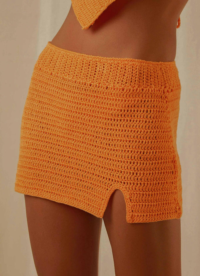 Island Sun Crochet Mini Skirt - Tangerine