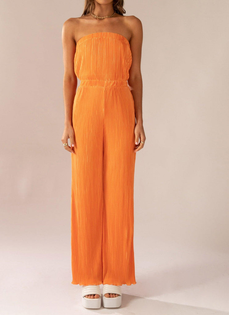 Doing The Most Plisse Jumpsuit - Tangerine - Peppermayo