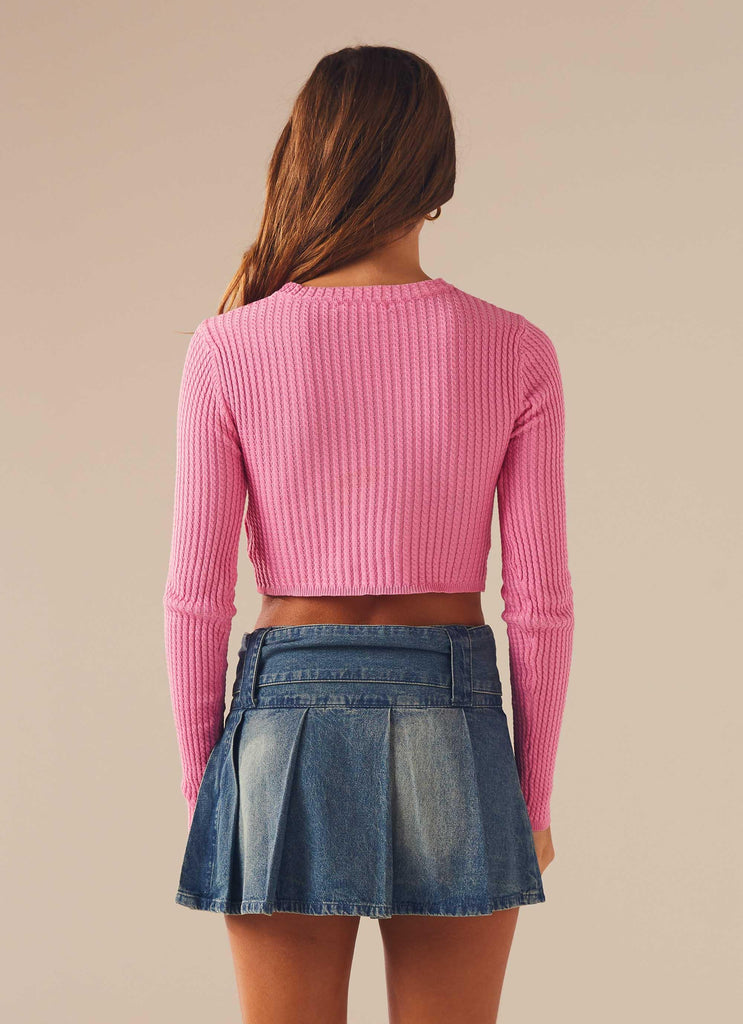 I'm Yours Crop Knit Top - Fuchsia - Peppermayo