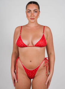 The Dulce Triangle Bikini Top - Red Floral - Peppermayo