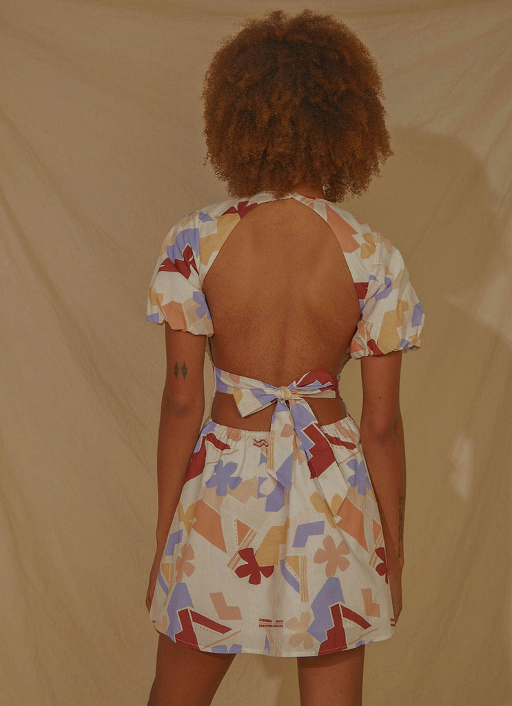 Lani Linen Mini Dress - Abstract Resort - Peppermayo