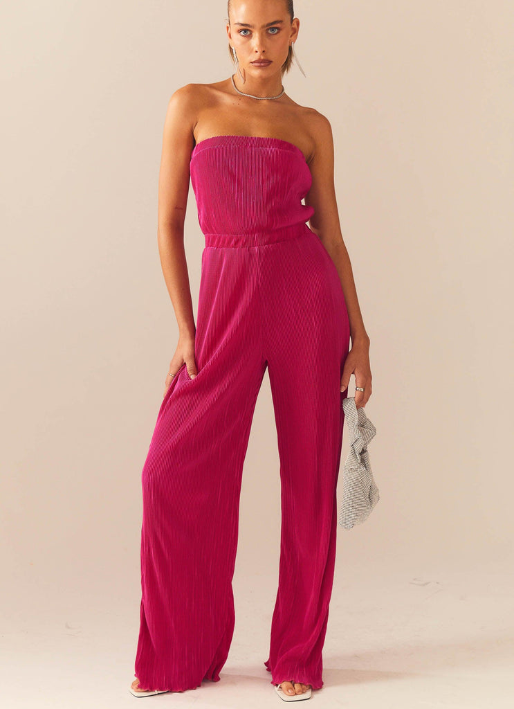 Doing The Most Plisse Jumpsuit - Magenta - Peppermayo