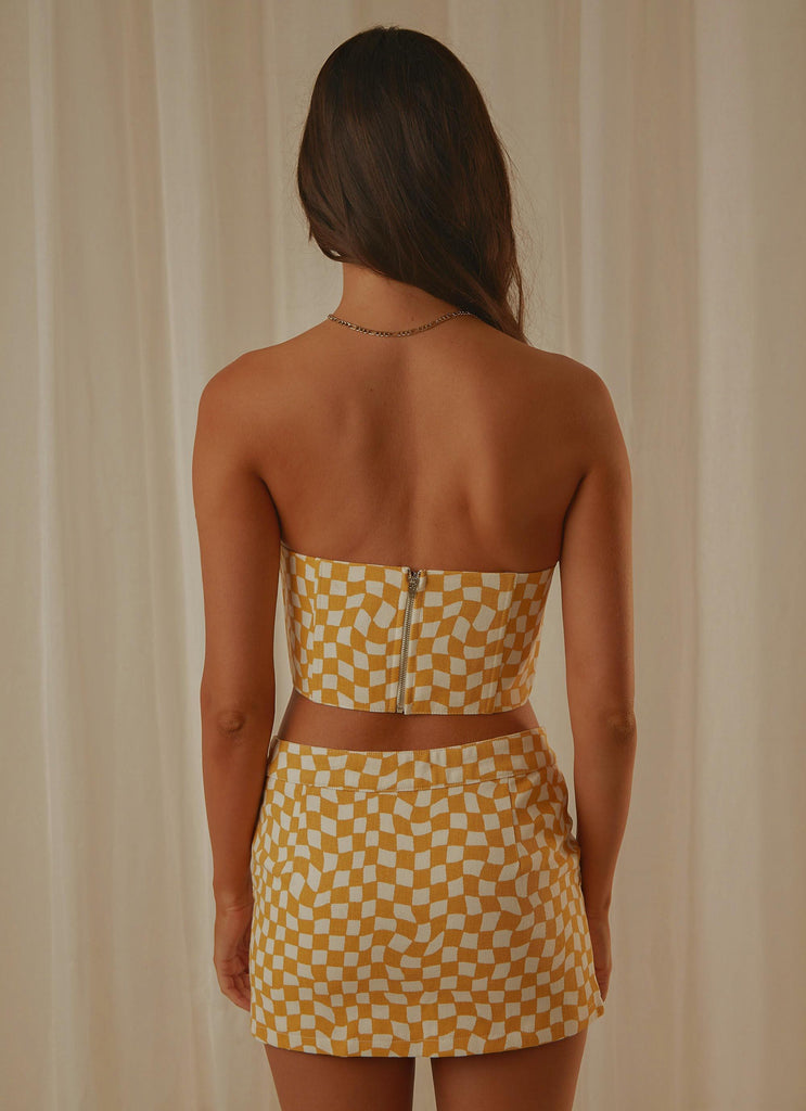 Luisa Bustier Top - Yellow check - Peppermayo