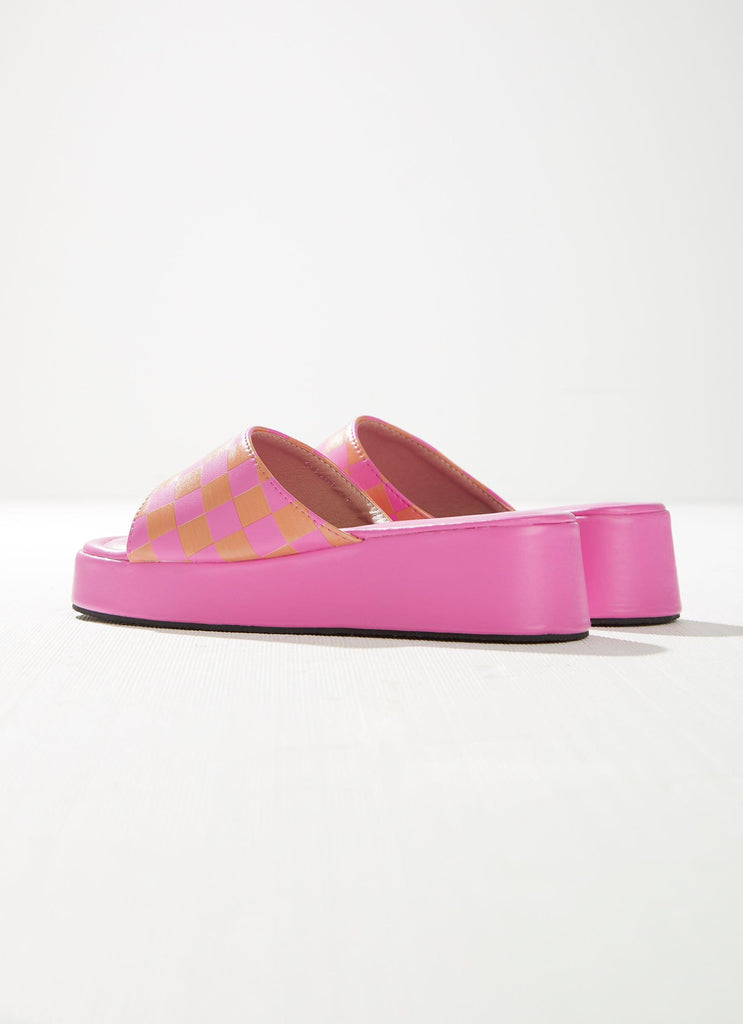 Cindy Mule - Pink and Orange Checkerboard - Peppermayo