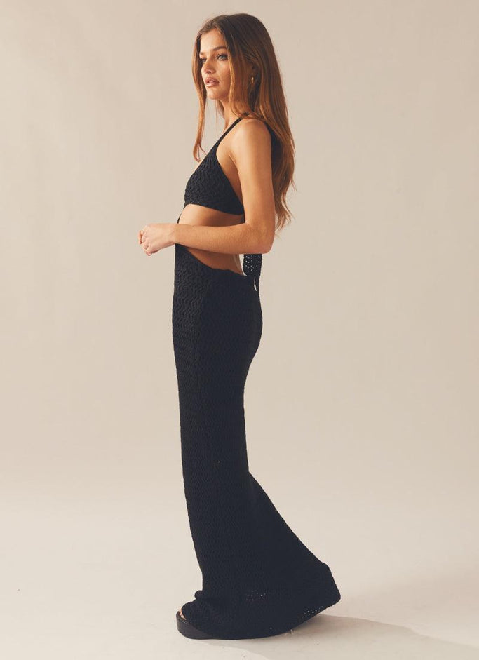 Havana Crochet Maxi Dress - Black